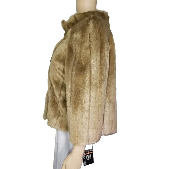 NWT Alpine Studio Vintage Faux Fur 3/4 Sleeve Coat Mink Whiskey Size Medium  T43 - Picture 5 of 11